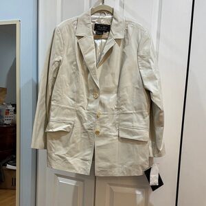 NWT Terry Lewis Classic Luxuries Cream Leather Jacket Plus size 1X